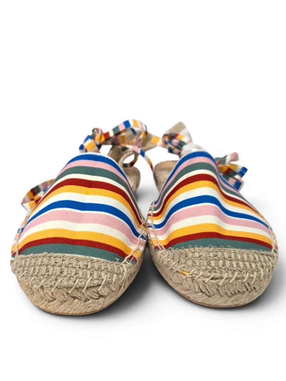 JustFab Ayla Rainbow Striped Espadrille Sandals Ankle Ties Size 11 NWOT